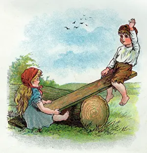 Plank: Girl and boy on a seesaw