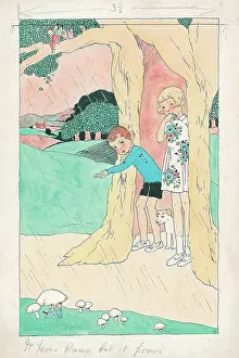 Peto: Girl and boy sheltering in a tree