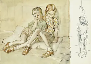 Cushions: Girl and Boy sitting on cushions