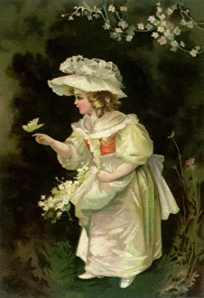 Wildflowers: Girl and Butterfly