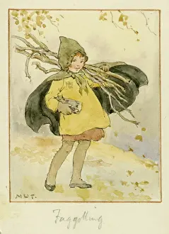 Faggots: Girl carrying twigs