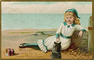Certainly: GIRL & CAT ON A BEACH