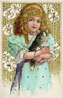Sweetly: GIRL AND CAT/GERMAN CARD