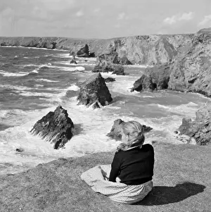 Bedruthan: Girl on a cliff