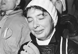československo: Girl - demonstration - Wenceslas square - joy