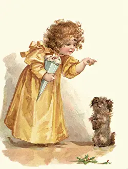 Begs: Girl with her Dog
