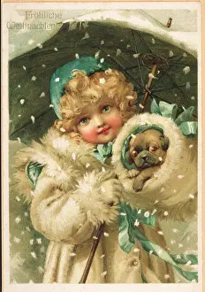 Twee: GIRL WITH DOG IN SNOW