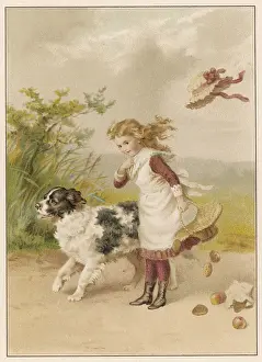 Buns: GIRL AND DOG IN WIND