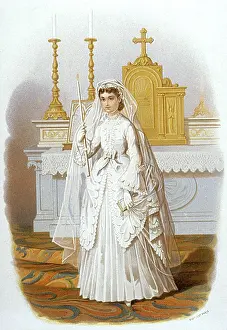 Communion: Girl dressed for her first communion