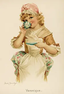 Elegantly: GIRL DRINKS TEA C1890