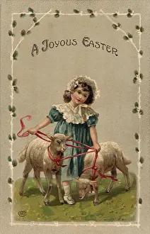 Lambs: Girl with Easter Lambs