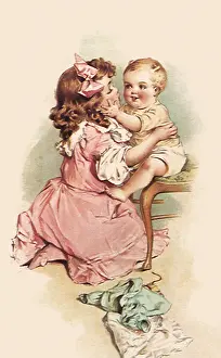 Embraces: Girl Embraces Infant