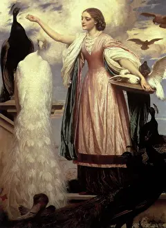 Feeds: Girl Feeding Peacocks, by Leighton