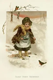 Breadcrumbs: GIRL FEEDS A ROBIN