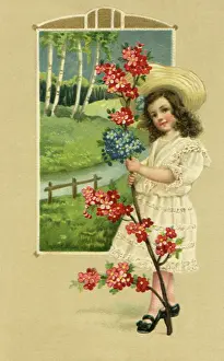 Inset: Girl with Flowering Branch