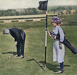 Sunningdale: Girl golf caddy, WW1