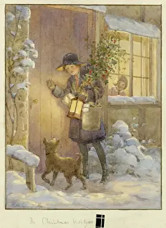 Brownies: Girl Guide and dog at front door