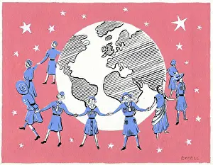 Encircling: Girl Guides of different nations and globe
