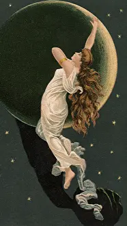 Nightgown: Girl Hanging on Moon