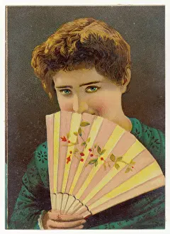 Modest: Girl Hides Behind a Fan