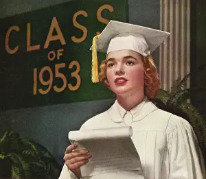 Diploma: Girl at High School Graduation