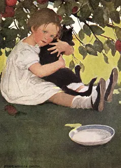 Tightly: Girl Holding Black Cat