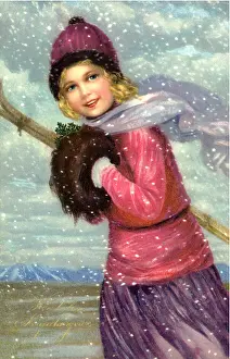 Mittens: Girl Holding Skis