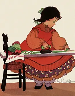 Peat: Girl irons Clothes
