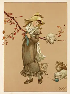 Easier: GIRL AND KITTENS C1875
