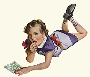Licks: Girl licks Stamp