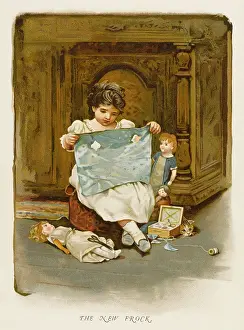 GIRL MAKES DOLLS CLOTHES