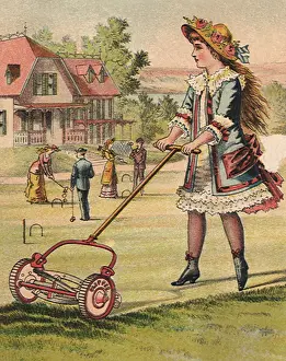 Chore: Girl Mowing Lawn