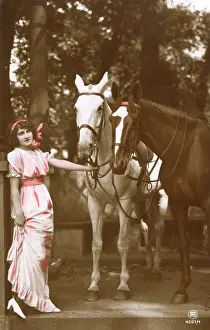 Bridles: Girl with a pair of horses