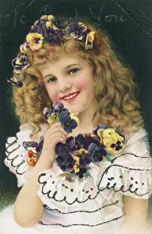 C1905: GIRL WITH PANSIES C.1905
