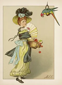 C1875: GIRL WITH PARROT C1875