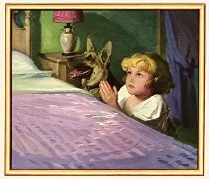 Chore: Girl Praying with Dog