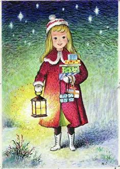 Cooke: Girl with presents and a lantern