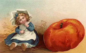 Thoughtful: Girl and Pumpkin