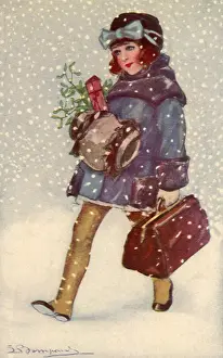Purse: Girl with Purse in Snow
