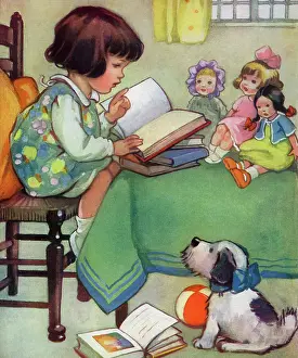 Warne: Girl reading to her dolls