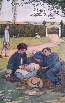 Aloud: Girl Reads to Boy - 1911
