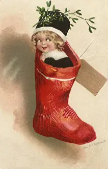 Peeks: Girl in Red Stocking