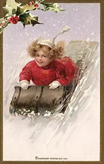 Sledding: Girl riding Sled