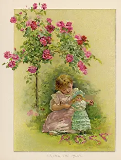Adjusts: GIRL UNDER ROSE BUSH