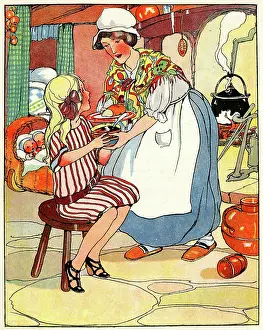 Cradle: Girl being served supper