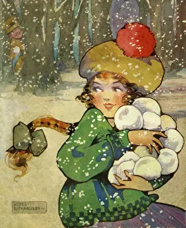 Pompom: Girl with snowballs