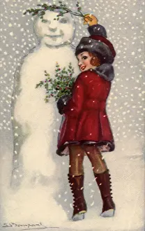 Coyly: Girl and Snowman