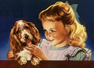 Cocker: Girl and Spaniel