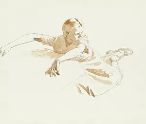 Fingers: Girl stretches over a low table