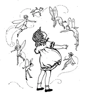 Swirling: Girl surrounded by fairies